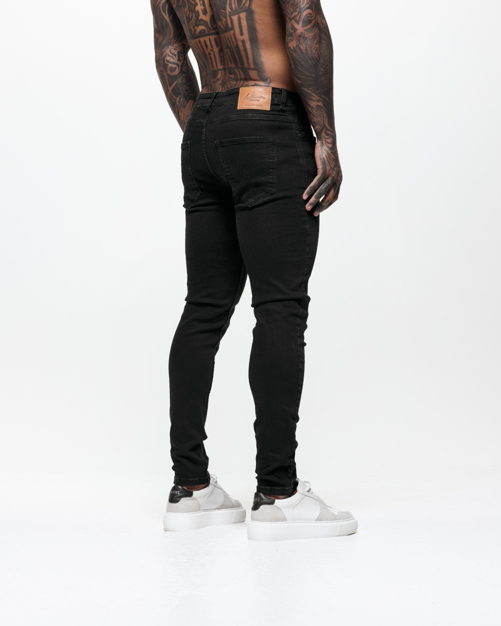 Non Ripped Skinny Jeans - Washed Black