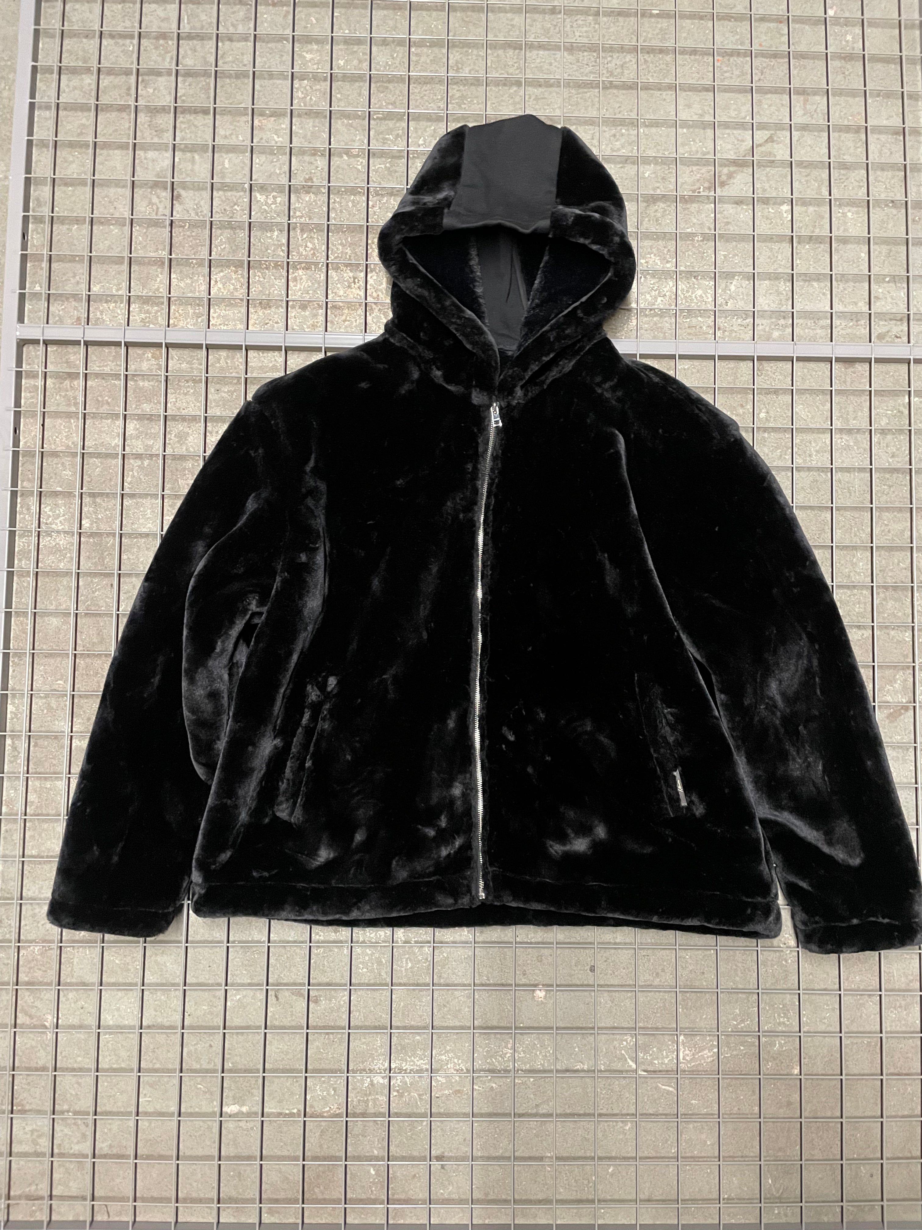 Faux fur zip up hoodie outlet black