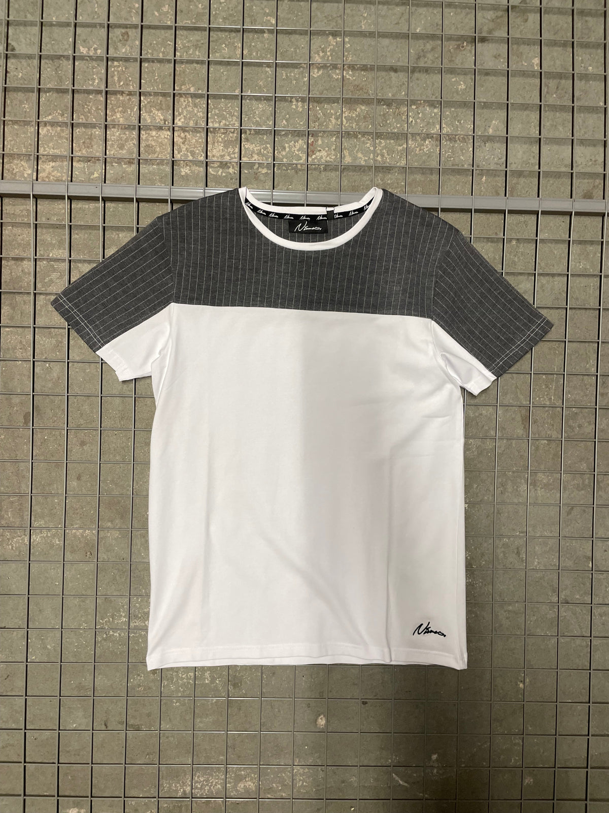 Pinstripe Slim Fit T-Shirt - White (SAMPLE)
