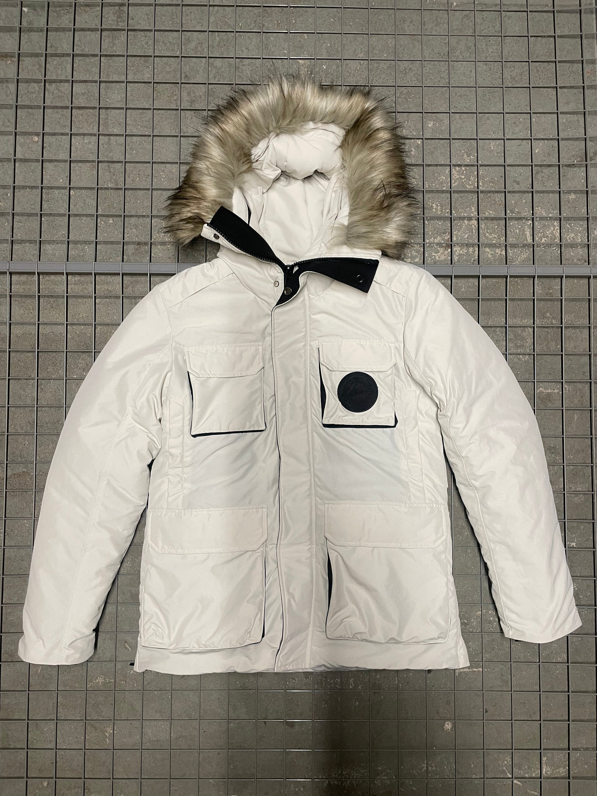 Quilted Puffer Parker Jacket - Off White (SAMPLE)