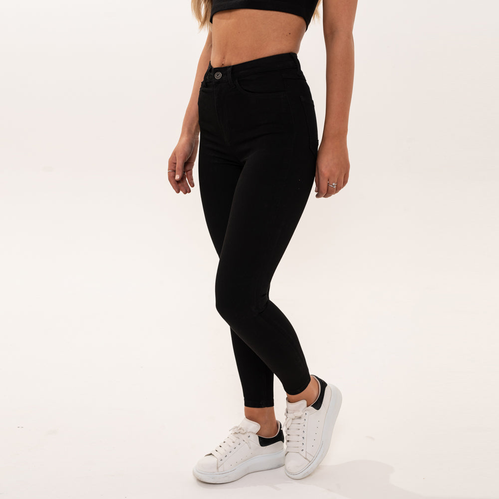 High Waisted Skinny Jeans - Black Non Ripped (SAMPLE)