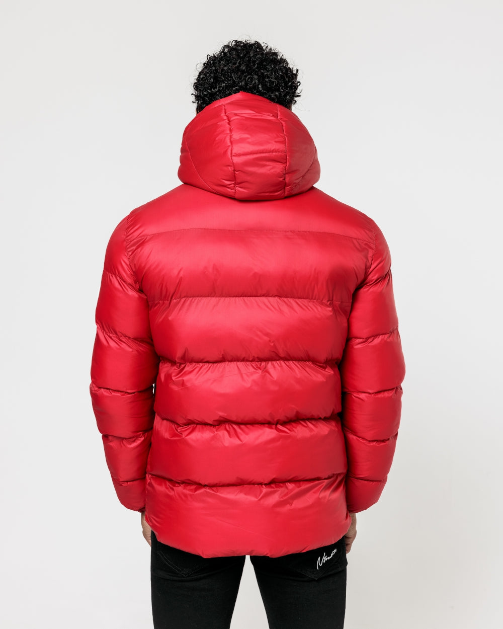 Contrast Puffer Jacket - Red