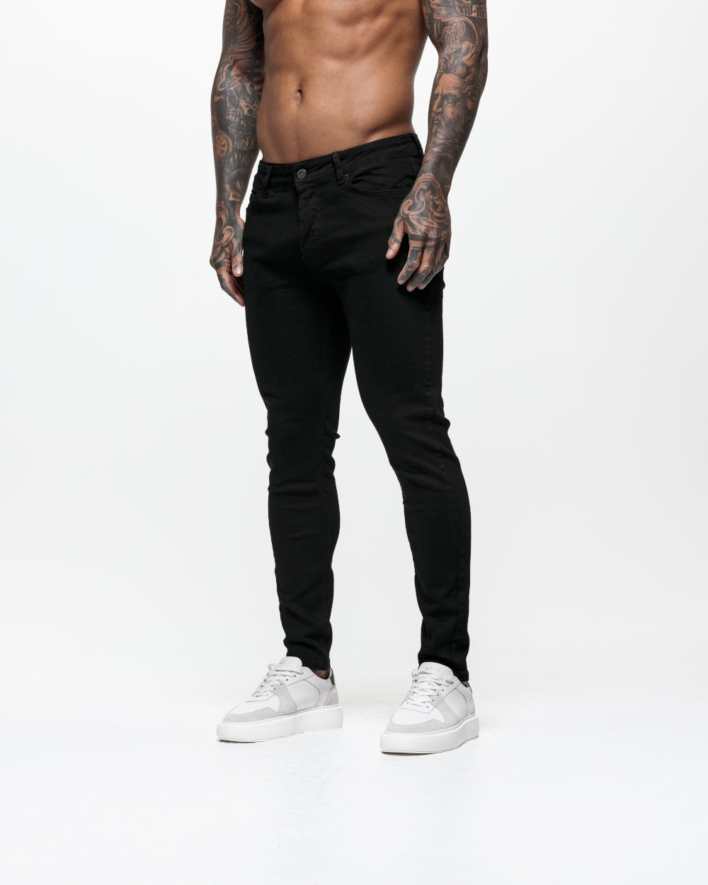 Non Ripped Skinny Jeans - Black