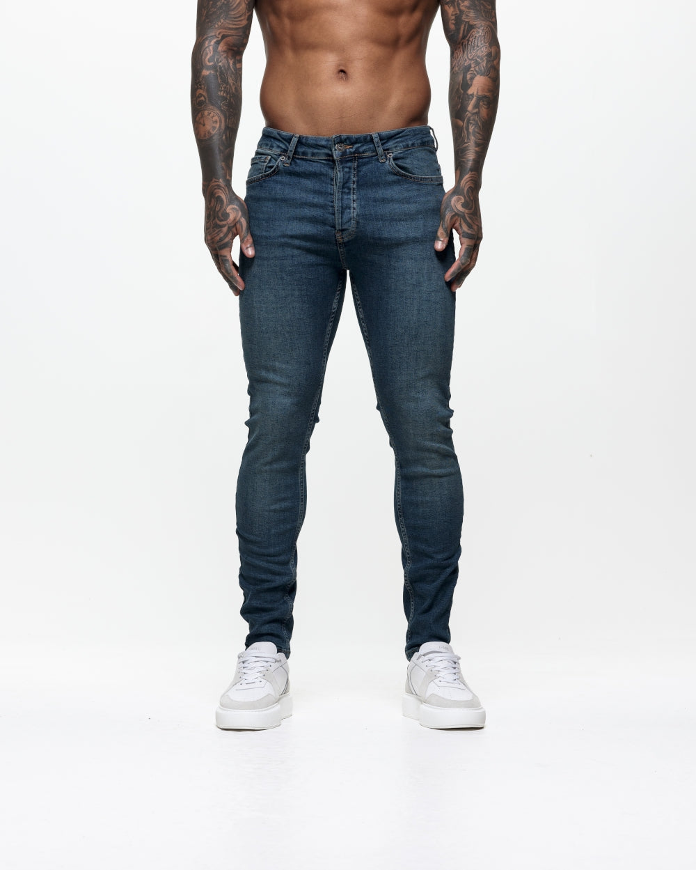 Non Ripped Skinny Jeans - Vintage Blue