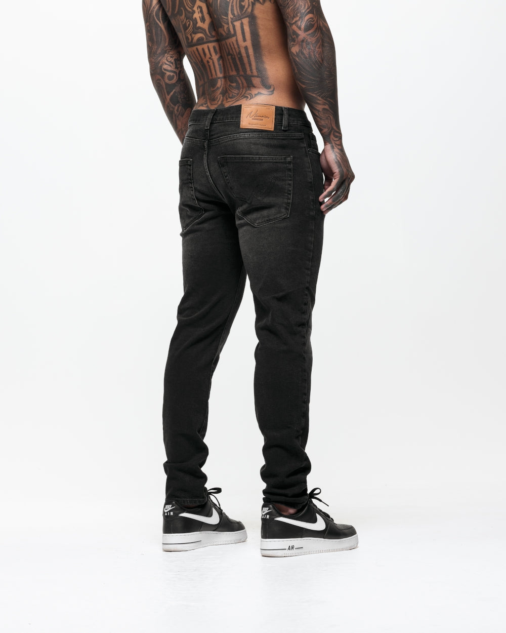 Non Ripped Slim Jeans - Washed Black