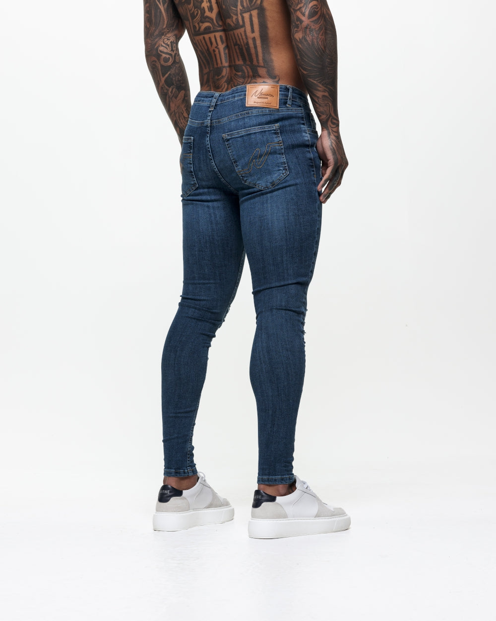 Super Skinny Spray On Jeans – Midnight Blue Ripped &amp; Repaired